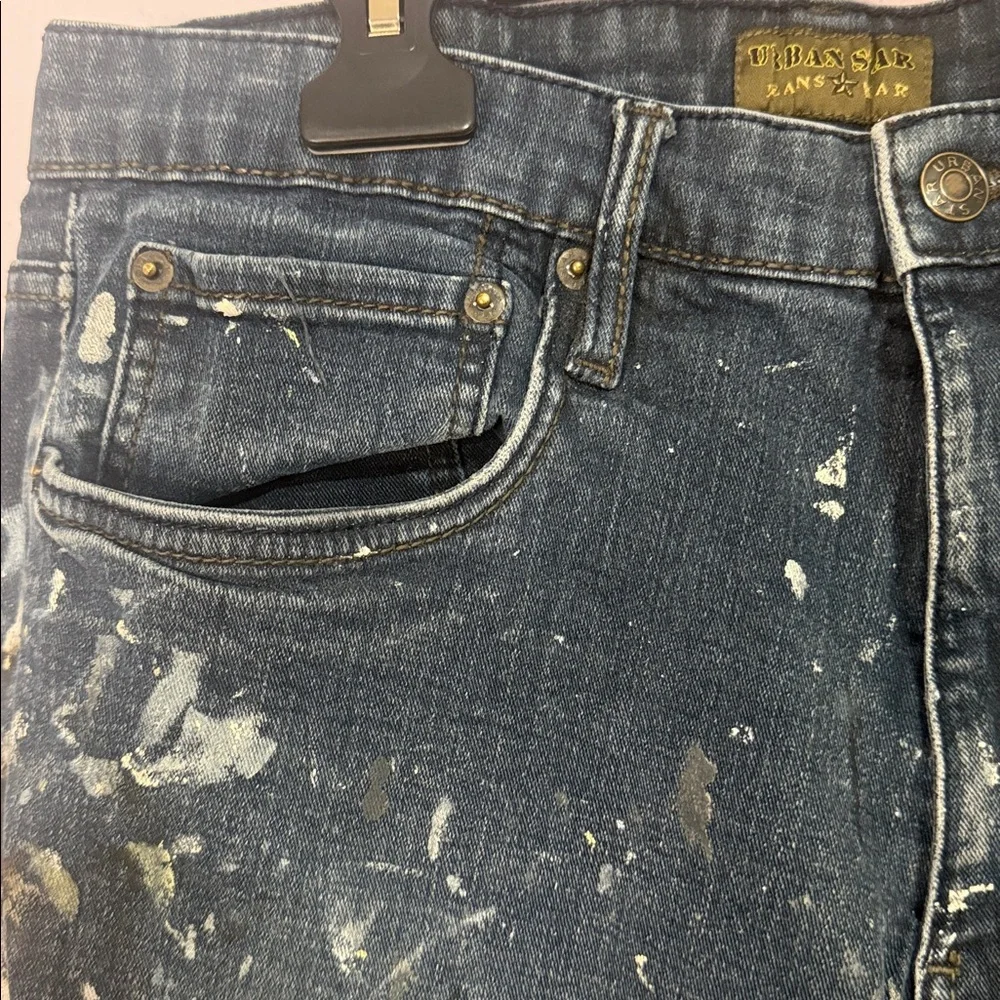 Urban Star Men Paint-Splatter Straight Leg Jeans Size 36x34